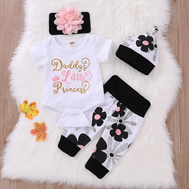 Poza cu Set 4 piese - Body + Pantaloni + Căciuliță + Bentiță „Daddy's Little Princess”