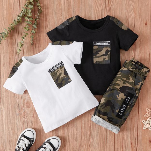 Poza cu Set 2 piese - Pantaloni scurți + Tricou „Camouflage”