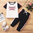 Poza cu Costum sportiv 2 piese - Pantaloni + tricou „Sports Girls”