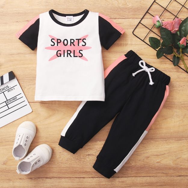 Poza cu Costum sportiv 2 piese - Pantaloni + tricou „Sports Girls”