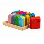 Изображение Деревянный конструктор набор кубиков «Домики» (15 штук + коробка)