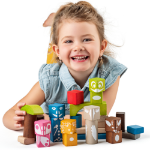 Picture of Toddler wooden blocks with print- colored 26 pcs- 3,3 cm